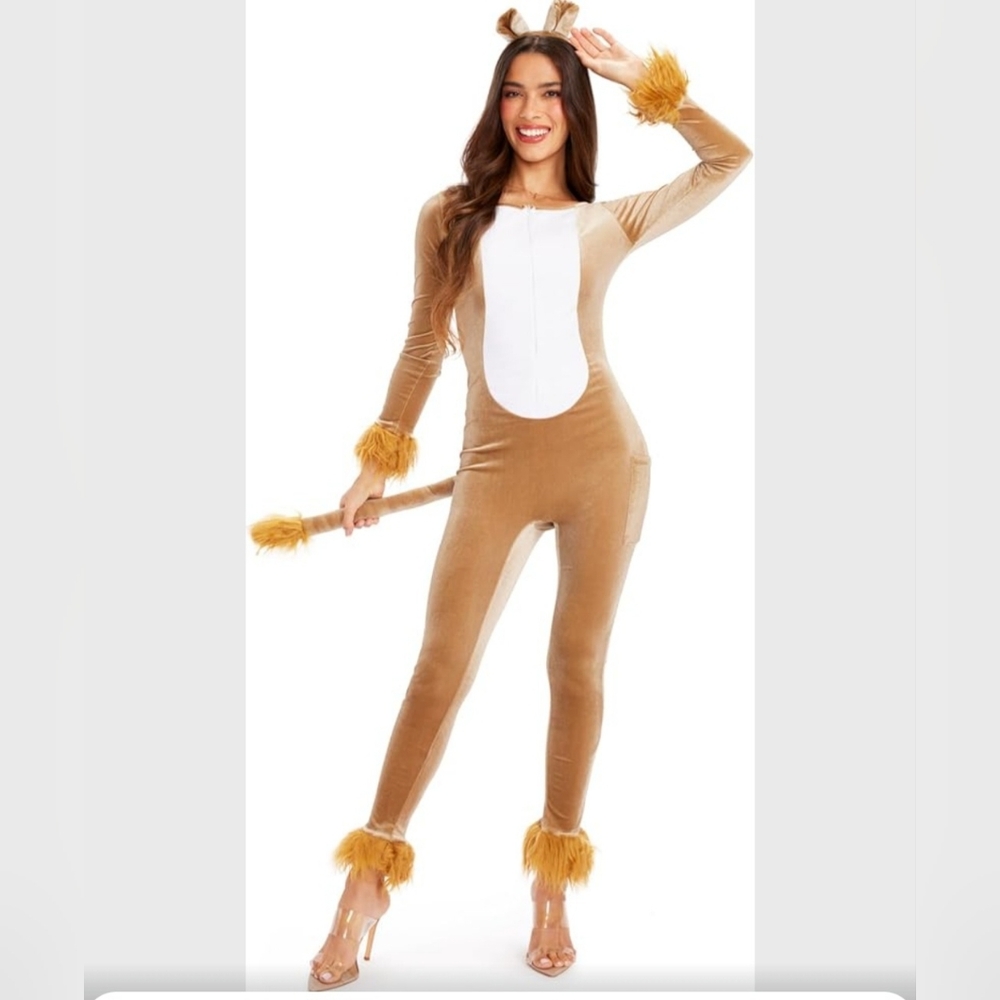Tipsy Elves NWT Women's Fitted‎ Lion Jumpsuit Halloween Costume Size XL